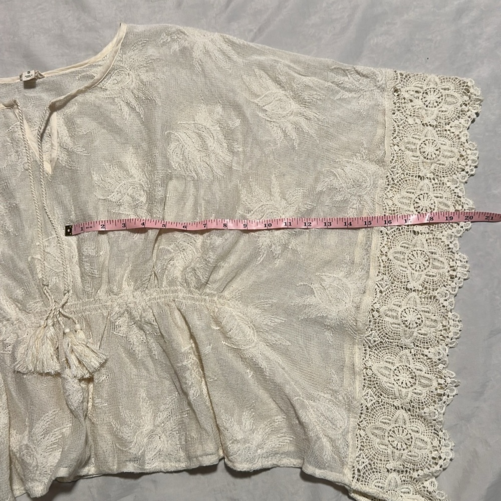 Anthropologie Lace Crochet Boho Top Cinch Waist Sz S - Picture 4 of 8
